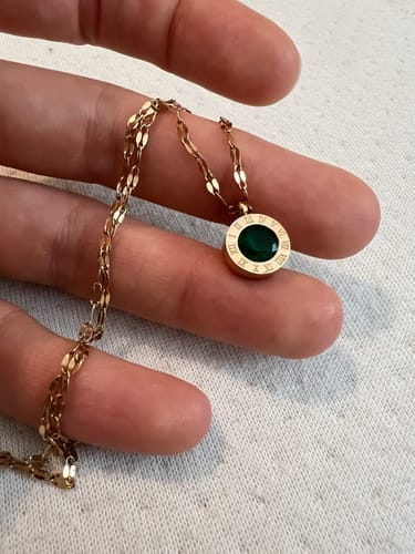 Customer photo review of Green Crystal Athena Necklace