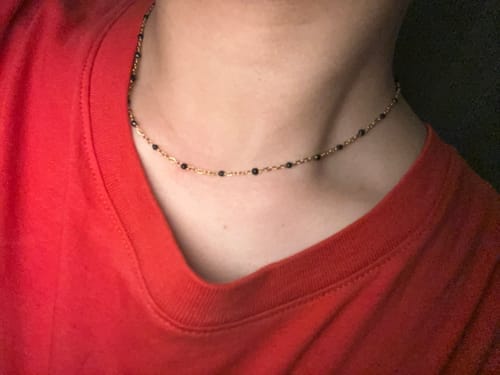 Customer photo review of Mila Black Bead Necklace