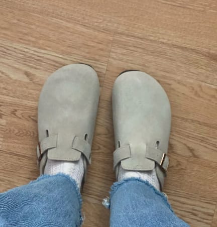 Customer photo review of Nordic Suede Clogs
