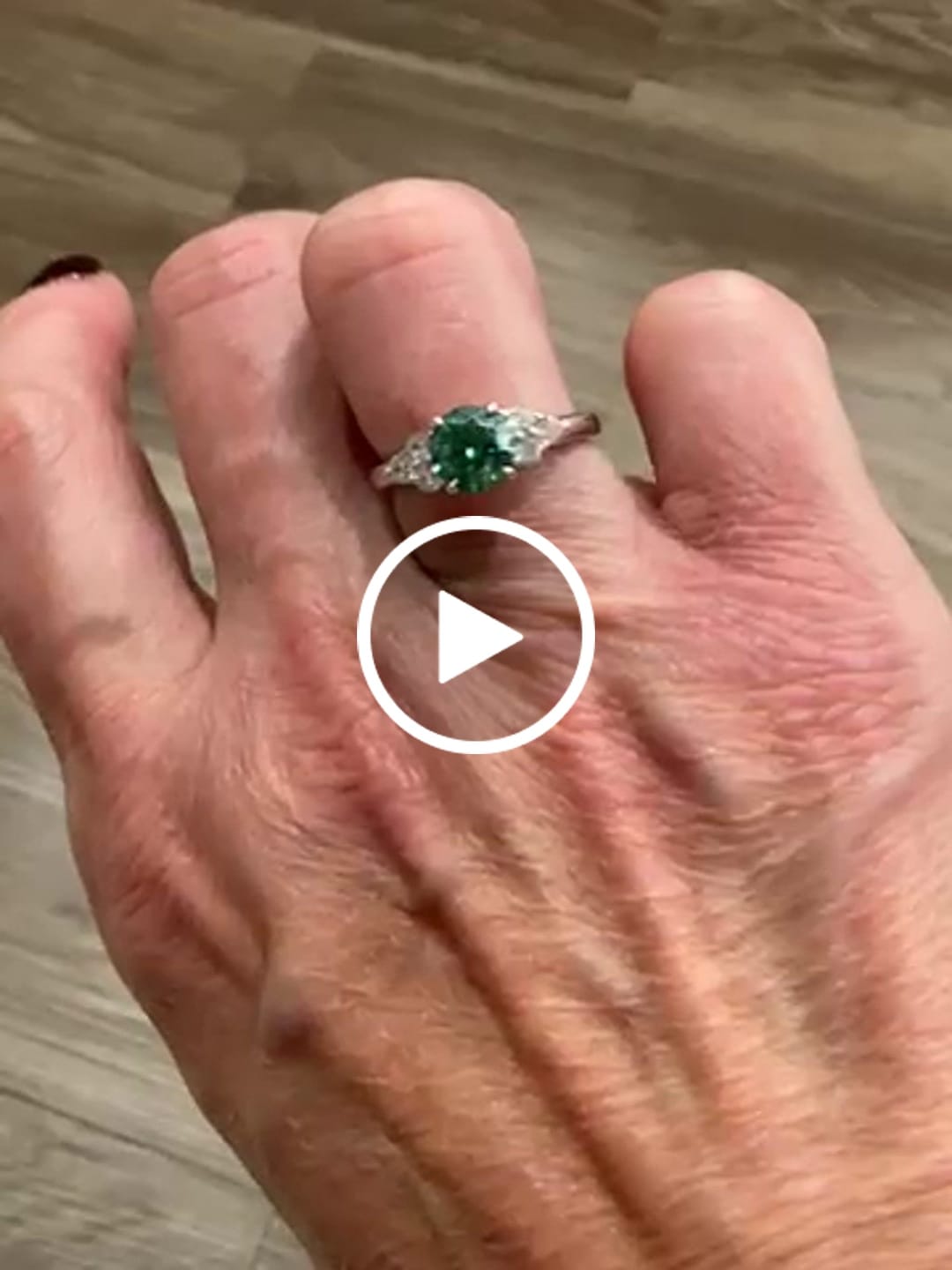 Customer video review of Green Moissanite Side Stone Engagement Ring