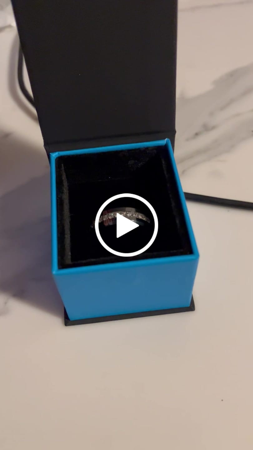 Customer video review of 8mm - Tungsten Carbide Wedding Band Fully Stacked Cubic Zircon Beveled Edge Comfort Fit