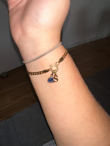 Customer photo review of Letter & birthstone bracelet gold