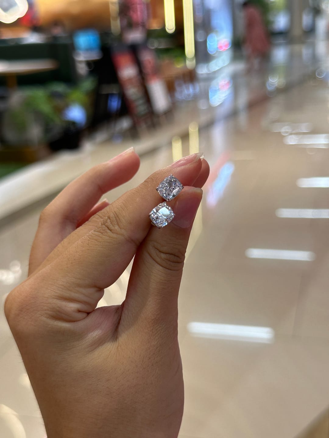 Customer photo review of S925 2.0Ct*2 Classic Cushion Cut Women's Stud Earrings In Sterling Silver For Everyday Wear