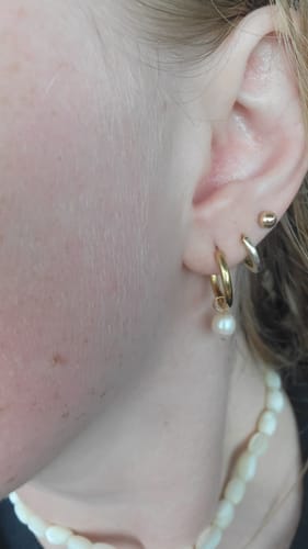 Customer photo review of Freshwater Pearl Bella Hoop Earrings