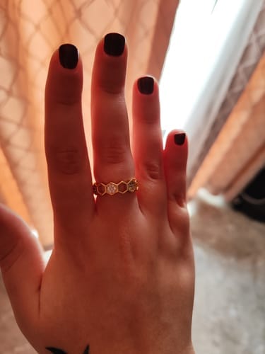 Customer photo review of Gold & Crystal Honeycomb Ring