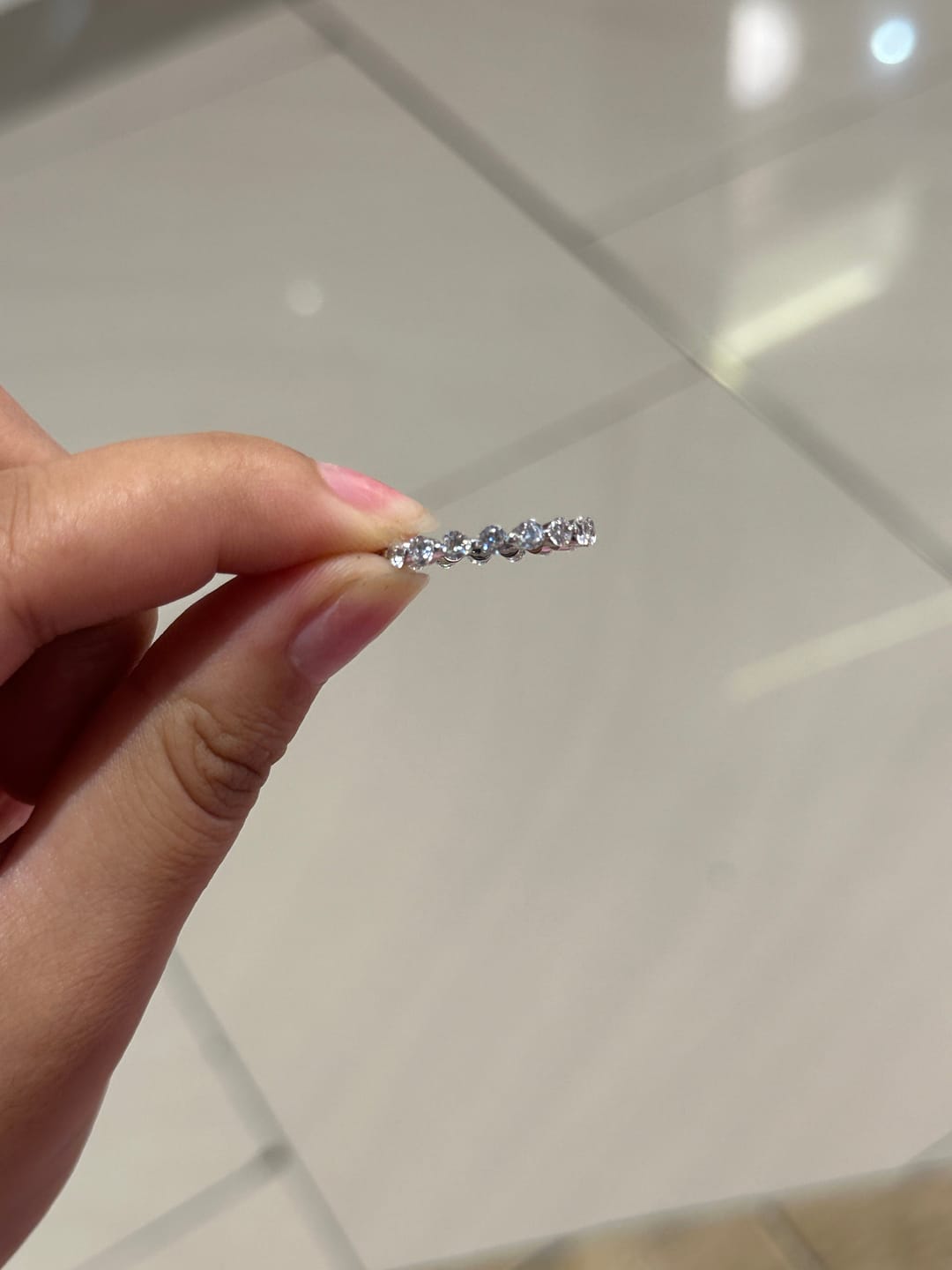 Customer photo review of Louily Fashion Eternity Round Cut 1.5 Ct Wedding Band In Sterling Silver