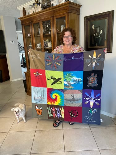T-shirt quilt with arts, nature themes by Hinda from FL