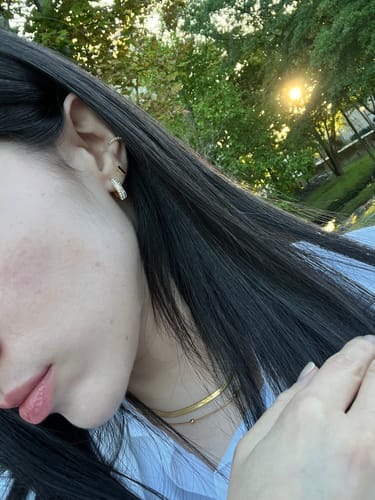 Customer photo review of Lily Crystal Hoop Earrings