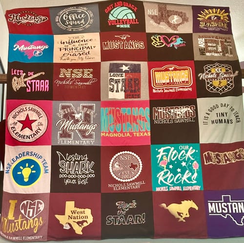 T-shirt quilt featuring mustangs by Carrie from TX