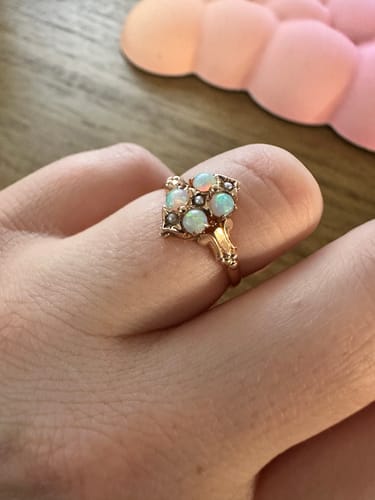 Customer photo review of Antique Victorian 10k Yellow Gold Opal Pearl Ring 6.25