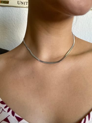 Customer photo review of Sarya Snake Chain Silver Necklace