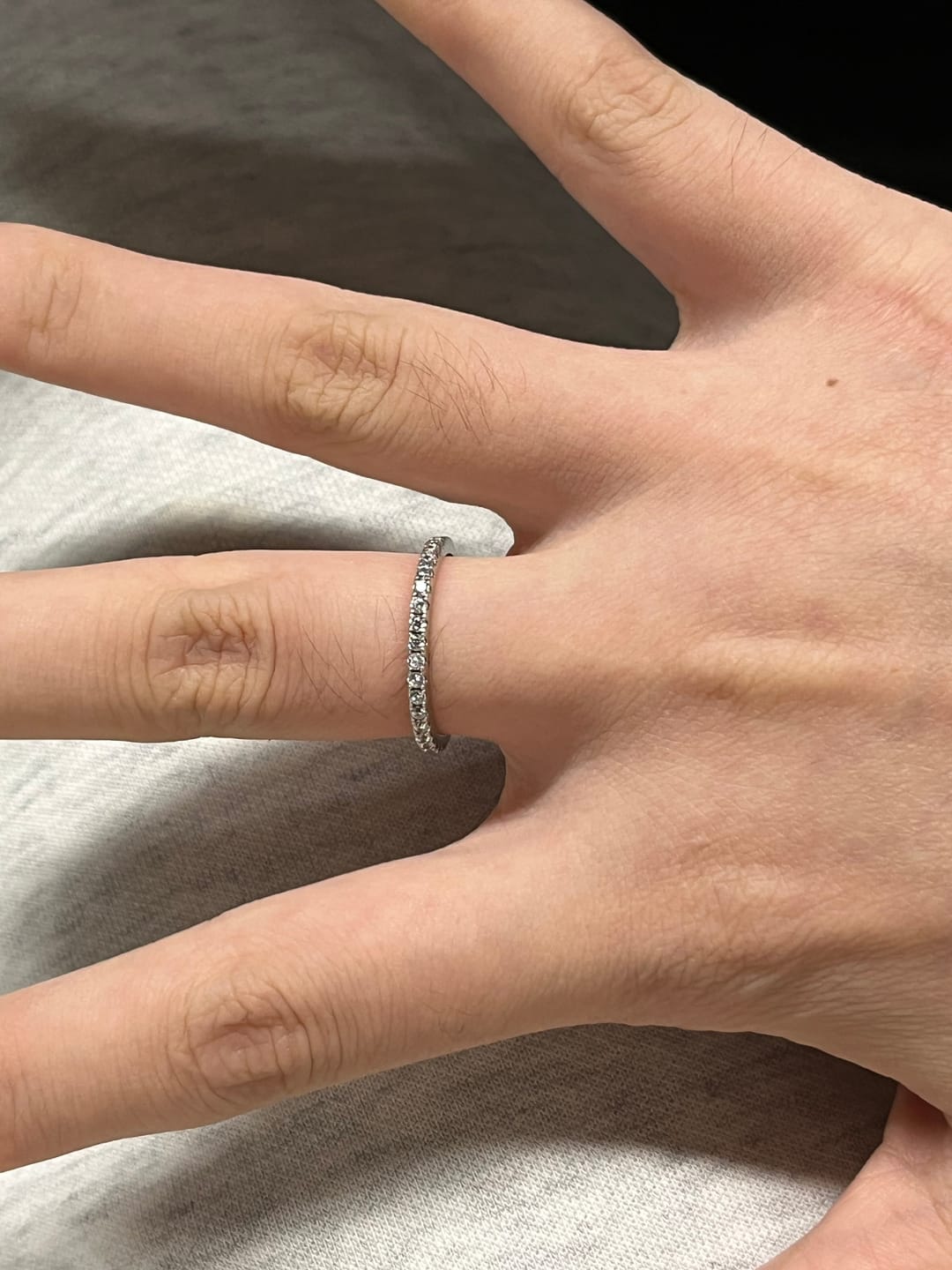 Customer photo review of Louily 0.5 Ct Round Cut Classic Full Eternity Thin Wedding Band For Women In Sterling Silver