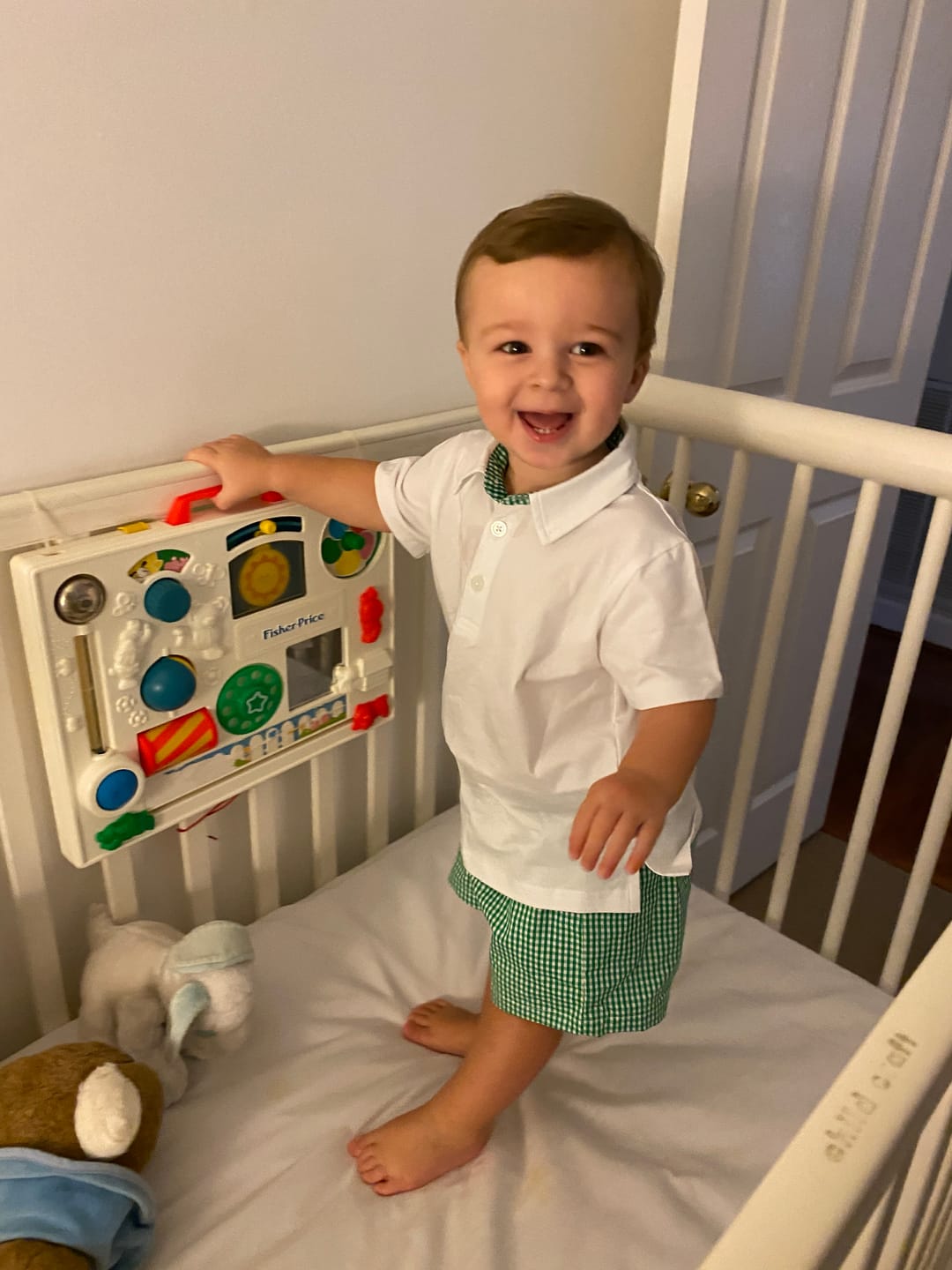 Customer photo review of Green Gingham Polo Short Set