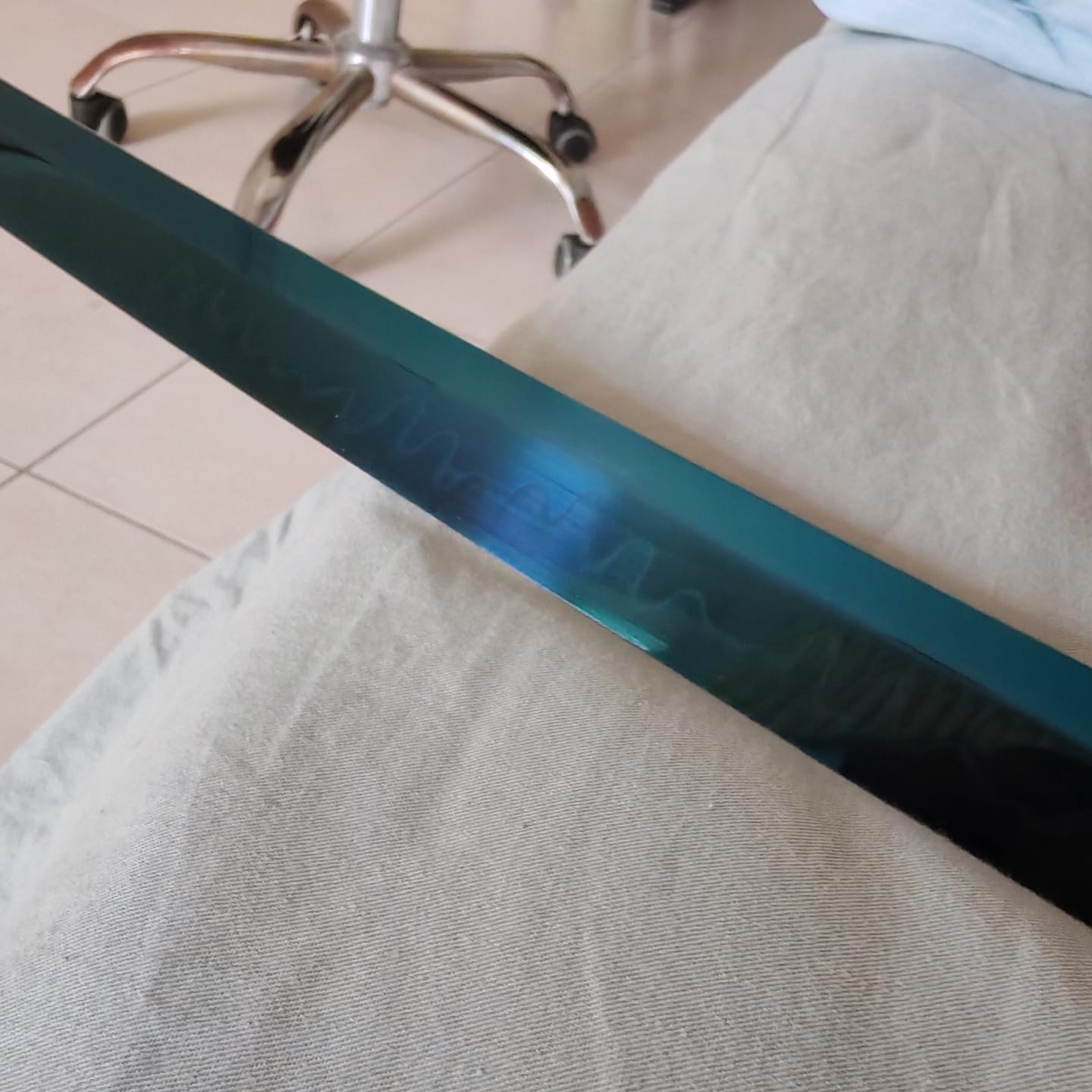 Customer photo review of The Giyuu Tomioka Handmade Katana Clay Tempered T10 Steel From Demon Slayer