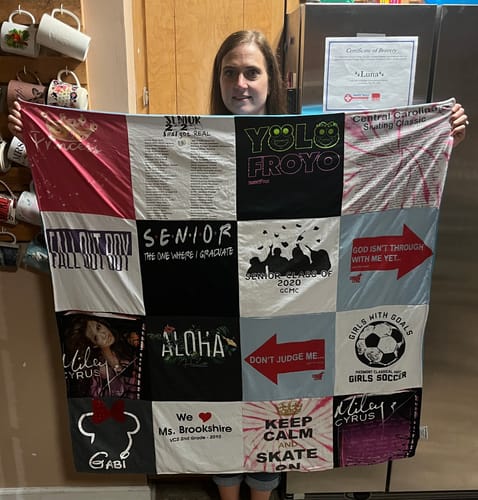 T-shirt quilt featuring girls soccer team by Tanya from NC