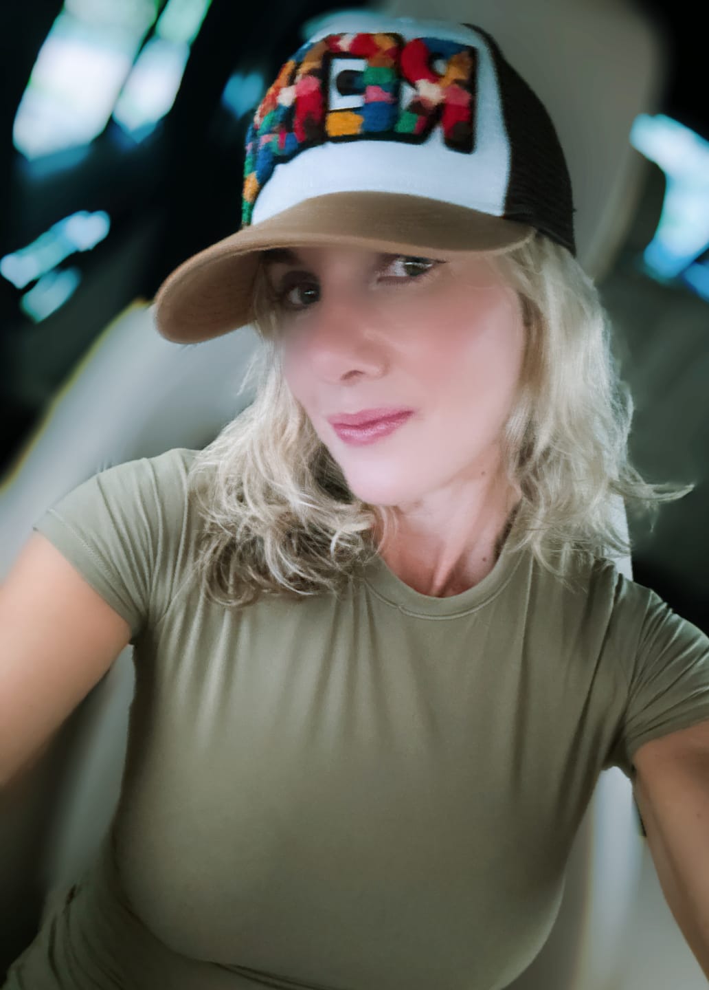 Customer photo review of Chenille Rebel Patched Mid-Pro Snapback Trucker Cap