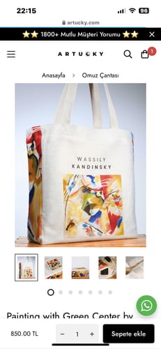 Customer photo review of Painting with Green Center by Wassily Kandinsky Omuz Çantası