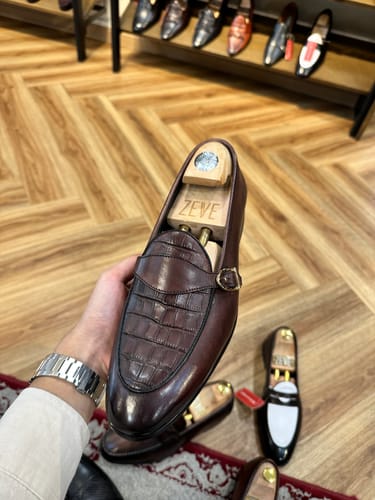 Customer photo review of Belgian Croco Single Strap - Coffee (Hand Painted Patina)