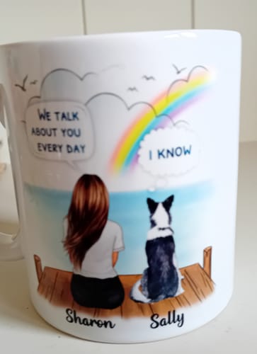 Customer photo review of Girl and Dog - We talk about you everyday - Personalised Mug