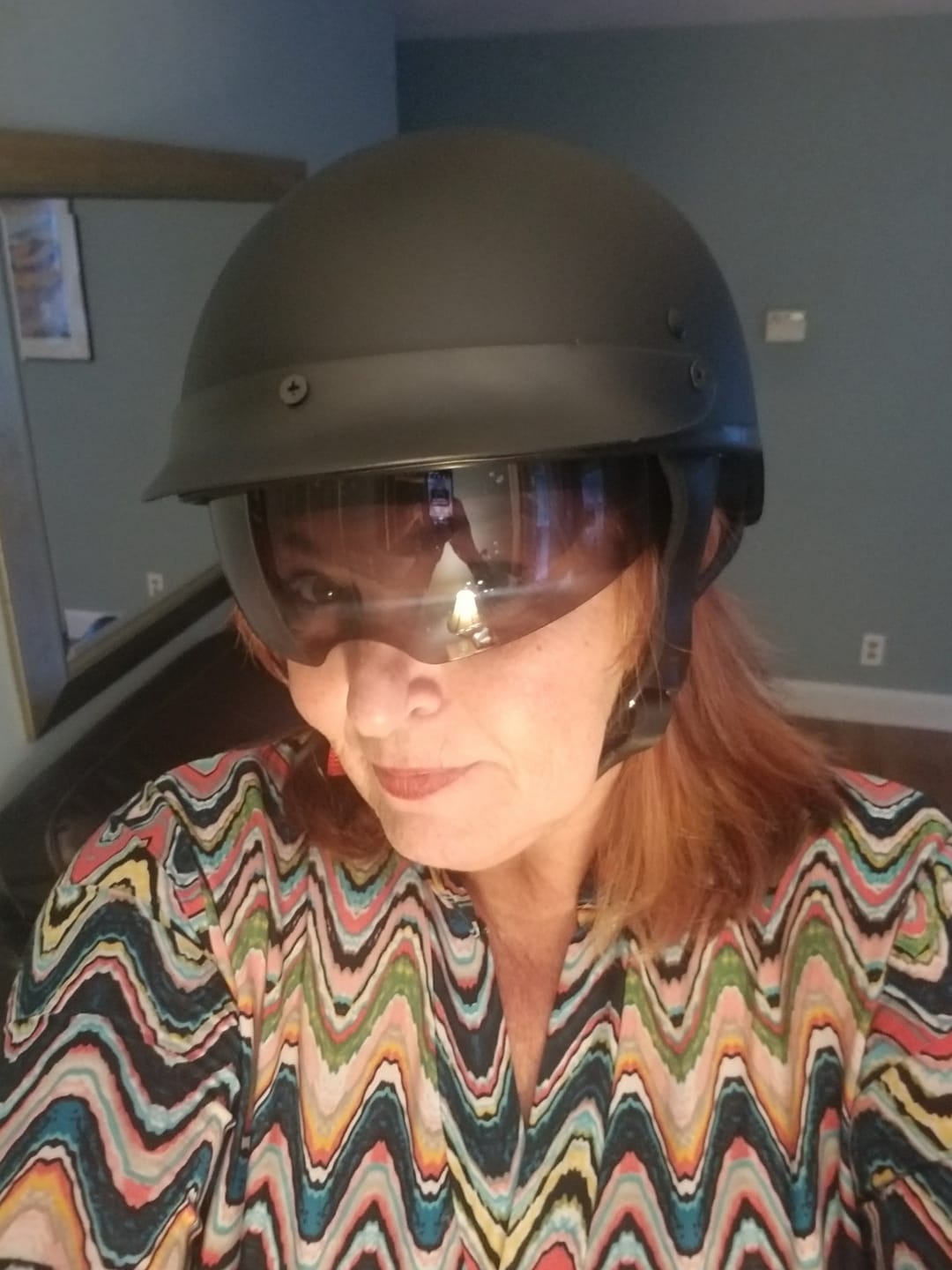 Customer photo review of Motorcycle Half Helmet Open Face Sun Visor DOT Approved