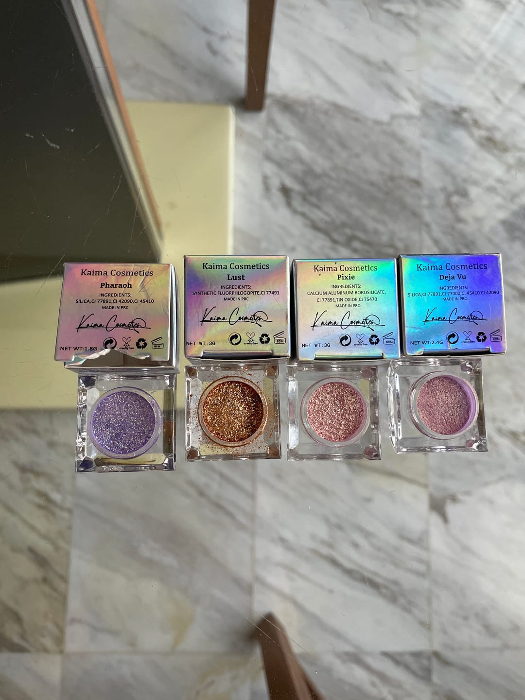 Customer photo review of Choose any 4 glitter pigments ( Glistening pigment mix included  )