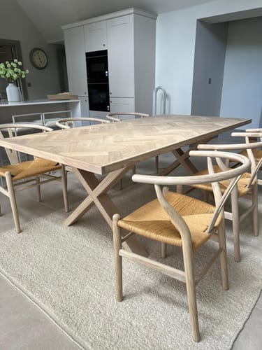 Customer photo review of Astrid Cotton Herringbone Dining Table Extendable