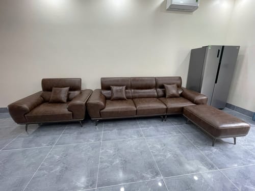 Customer photo review of Sofa góc da tựa gật gù, đường chỉ dù lục giác - AVIA