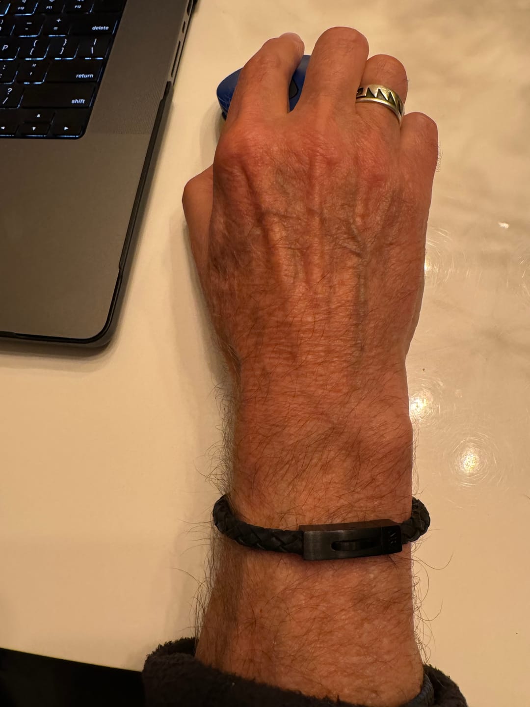 Customer photo review of Black Leather Bracelet | 6MM