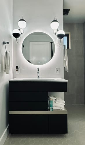 Customer photo review of Modern 2-Light Double Goose Arm Globe Wall Sconce