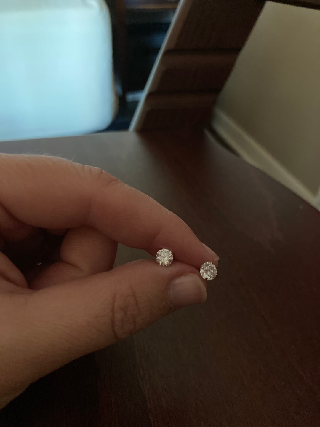 Customer photo review of 14k White Gold Classic Solitaire Stud Earrings, Screwback, #42677