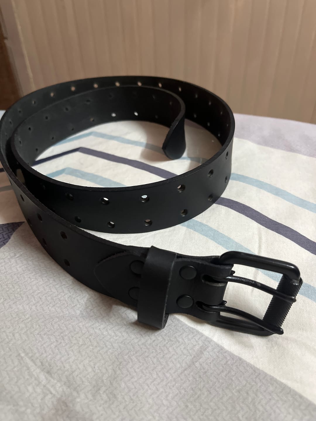 Customer photo review of belt - matt black double pin