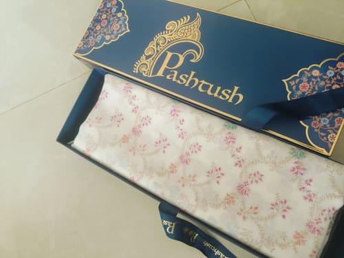 Customer photo review of Pashtush Womens Faux Pashmina Shawl,  Design, Ivory