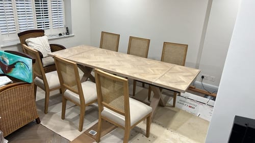 Customer photo review of Astrid Cotton Herringbone Dining Table Extendable