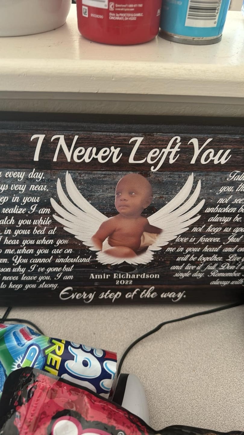 Customer photo review of Personalized Canvas Prints, Custom Photo, Memorial Gifts, Sympathy Gifts, Angel Wings I Never Left You Love Dem Canvas
