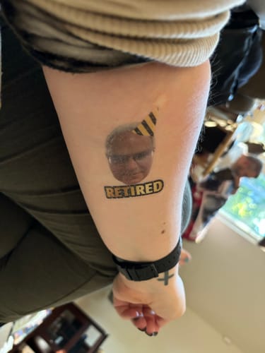 Customer photo review of Retired! Retirement Tattoo