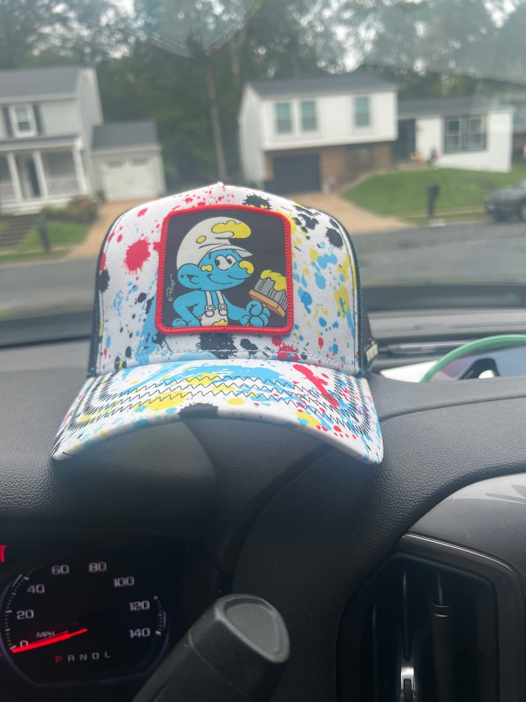 Customer photo review of OVERLORD X Smurfs: Painter Smurf Trucker Cap
