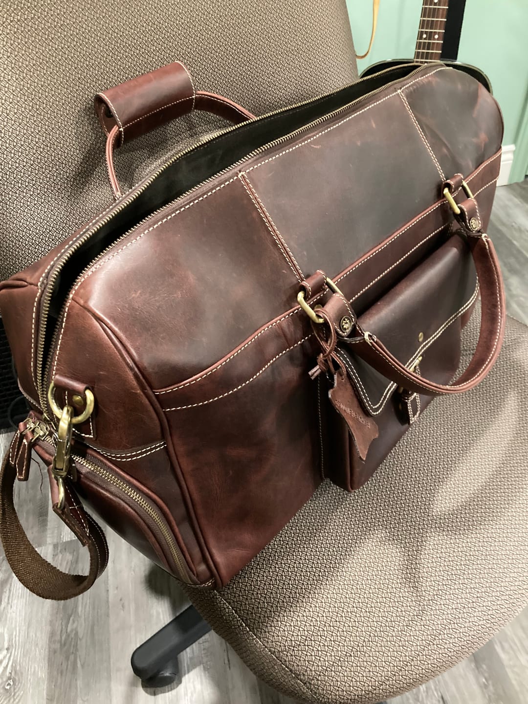 Customer photo review of The Voyager Duffle - Brown Full-Grain Distressed Leather Duffle Bag