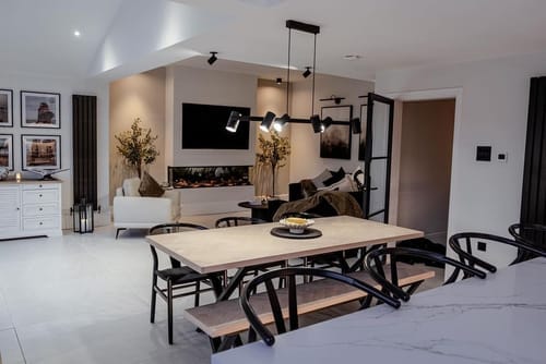 Customer photo review of Astrid Cotton Herringbone Dining Table Extendable