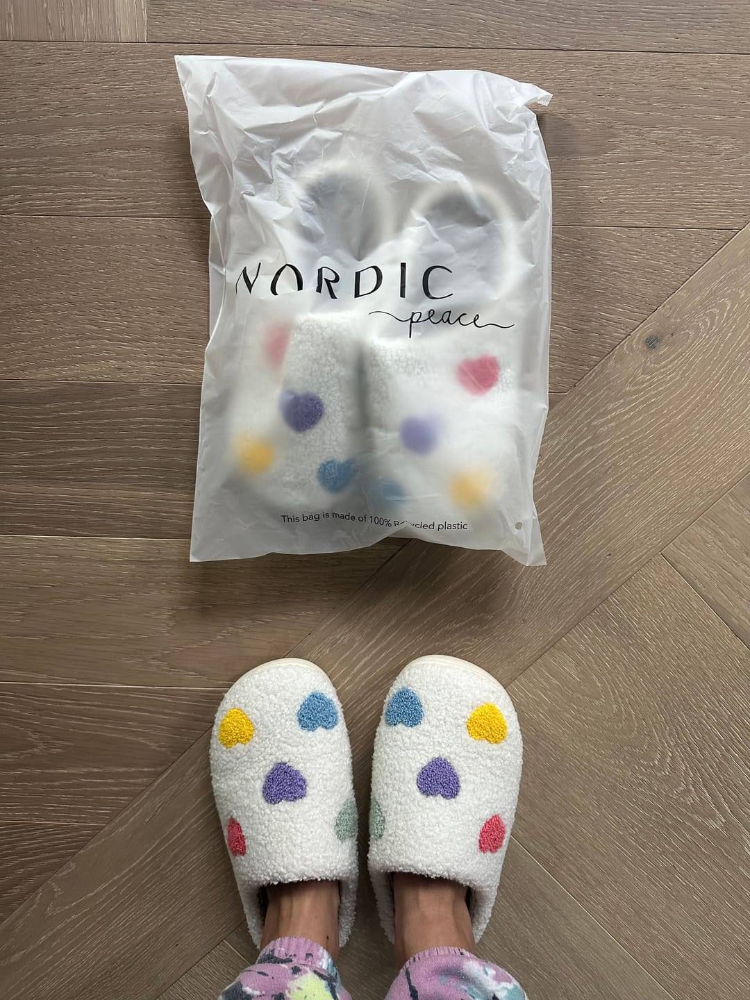 Customer photo review of Zia Colorful Heart Slippers