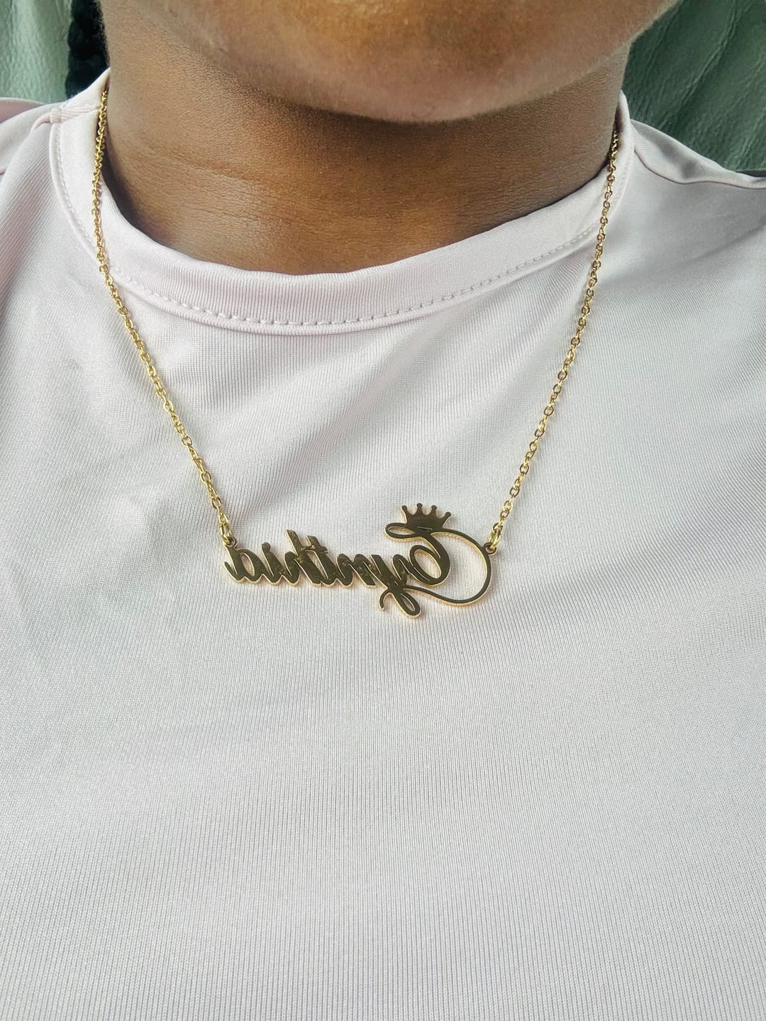 Customer photo review of Crown Name Necklace