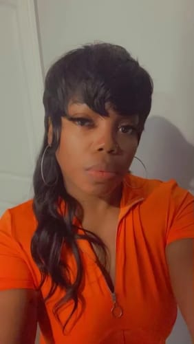 Customer photo review of Luvwin Pixie Cut Wigs Glueless Mullet Wigs With Bangs For Black Women