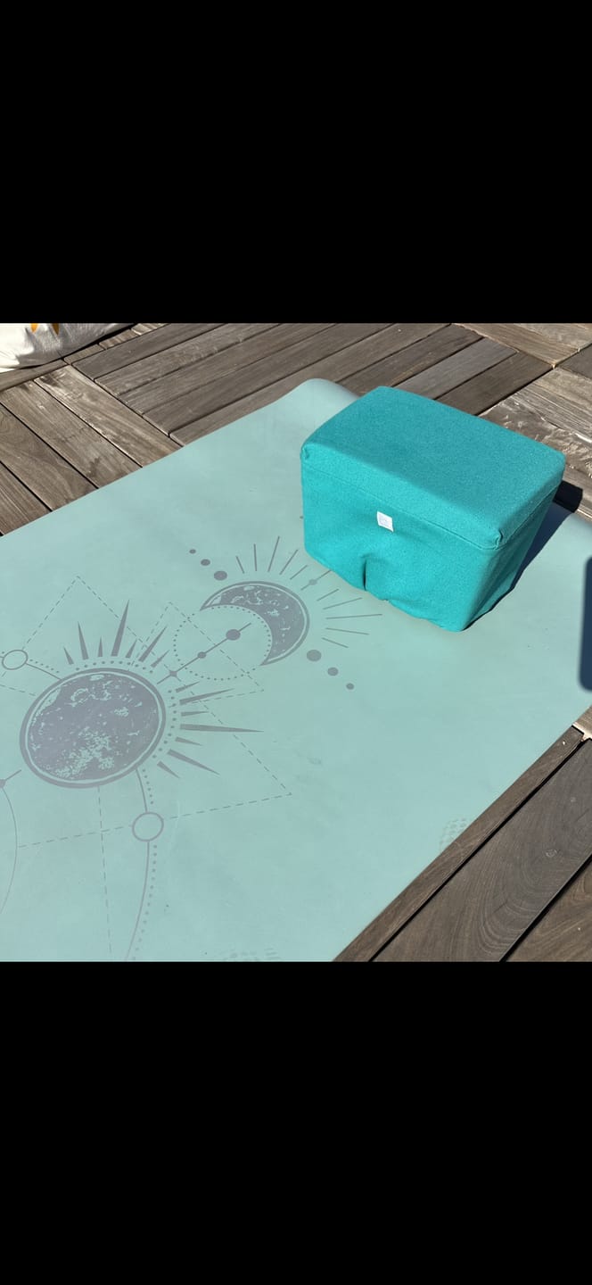 Customer photo review of The Yoga Pillow in Sea Glass Teal