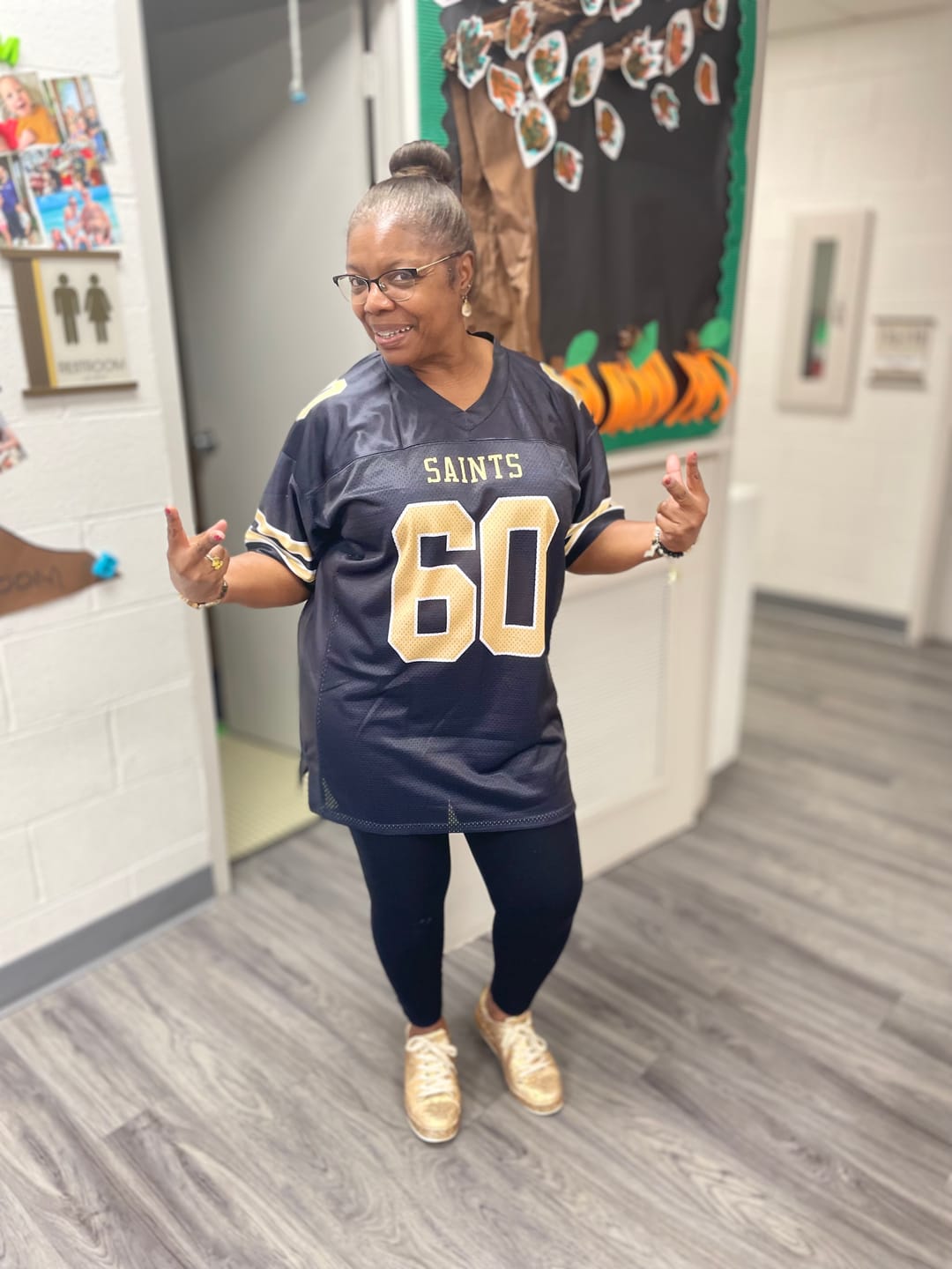 Customer photo review of Custom Black Vegas Gold-White Classic Style Mesh Authentic Football Jersey