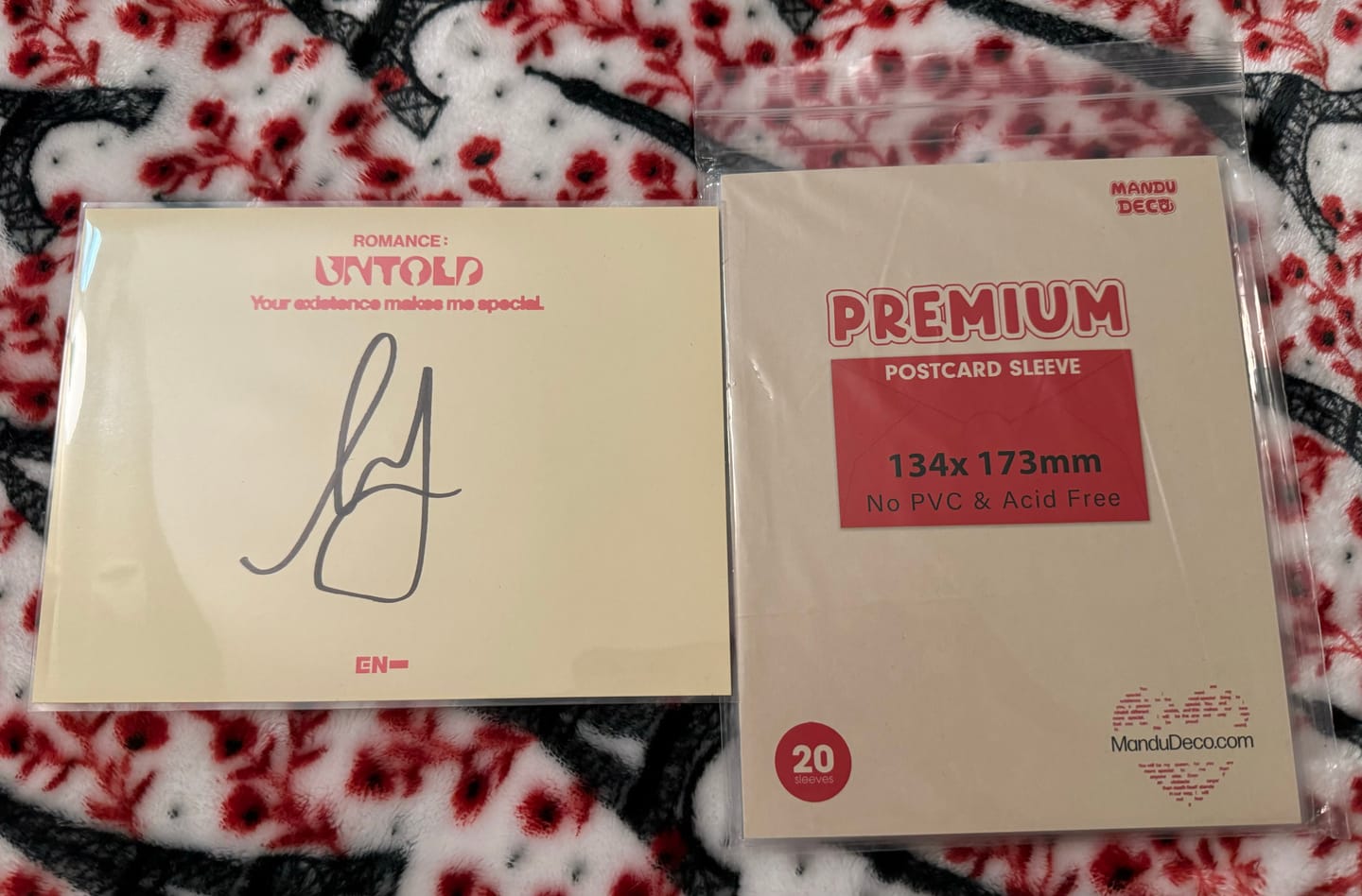 Customer photo review of LIMITED EDITION: PREMIUM POSTCARD SLEEVES - ROMANCE VERSION (134x174MM)