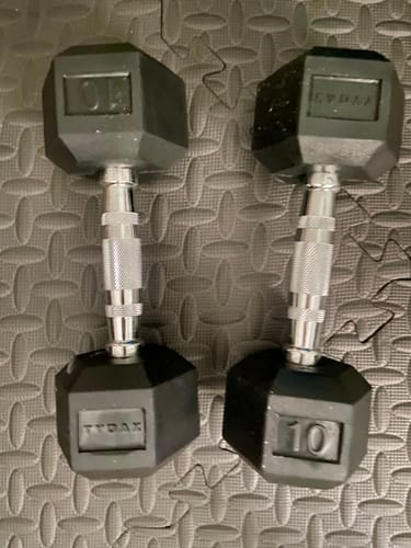 Customer photo review of Tydax Rubber Hex Dumbbells