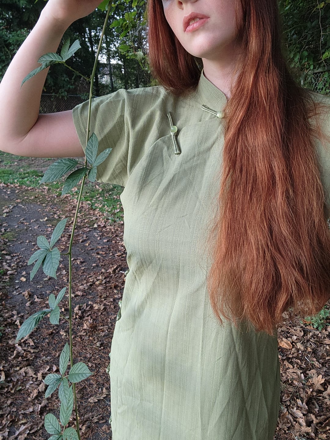 Customer photo review of Jue Lei 蕨类 Fern 1930s Cotton & Linen Daily Qipao