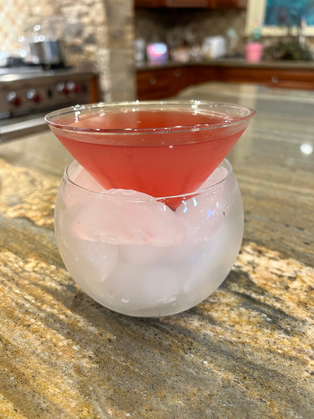 Customer photo review of Stemless Martini Glasses with Chiller 7oz