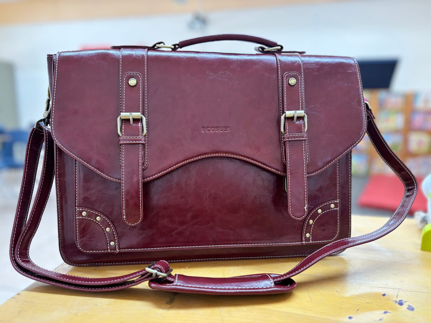 Customer photo review of Wilder Vintage Rivet 15.6-Inch Briefcase