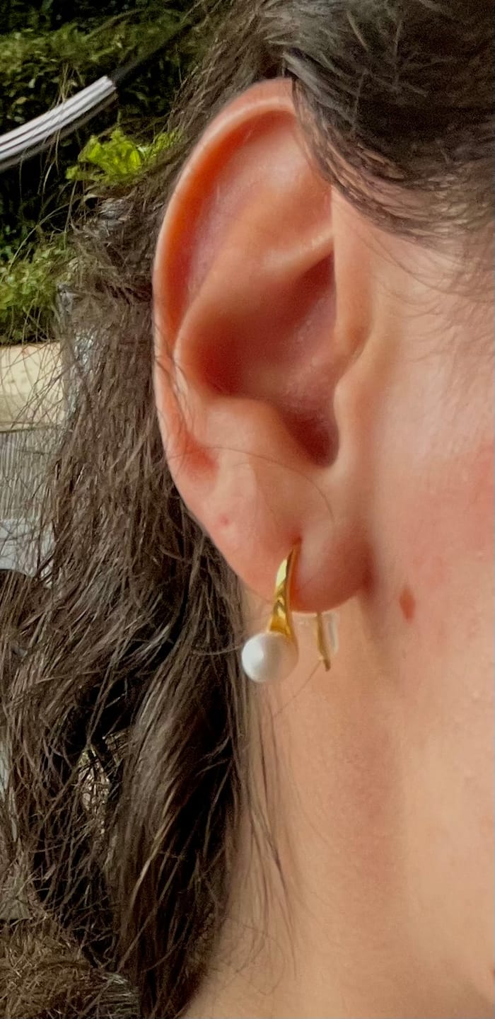 Customer photo review of Par Arete Colgante Con Perla 6 mm