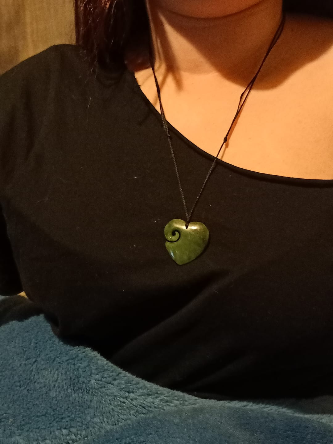 Customer photo review of Greenstone Heart with Koru Necklace